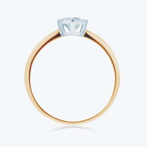 Pierścionek zaręczynowy SAVICKI: dwukolorowe złoto, biały szafir